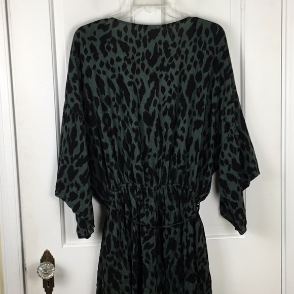 KYE MI Animal Print Romper Boho Flowy Black Olive Size L NWT - Picture 5 of 6